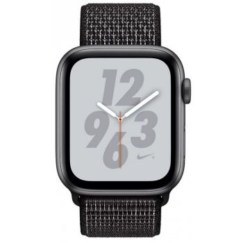 Apple Watch Nike+ Series 4, 44 мм, корпус из алюминия цвета «серый космос», спортивный браслет Nike черного цвета